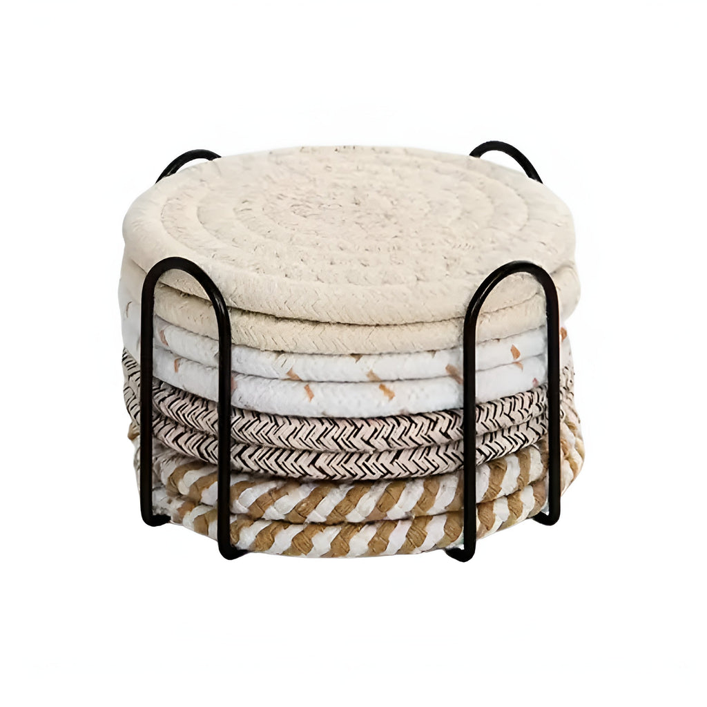 Woven Whirl Coaster Set – 8 Pieces