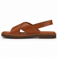 Men's Cross-Strap Vegan Leather Sandals — Caramel