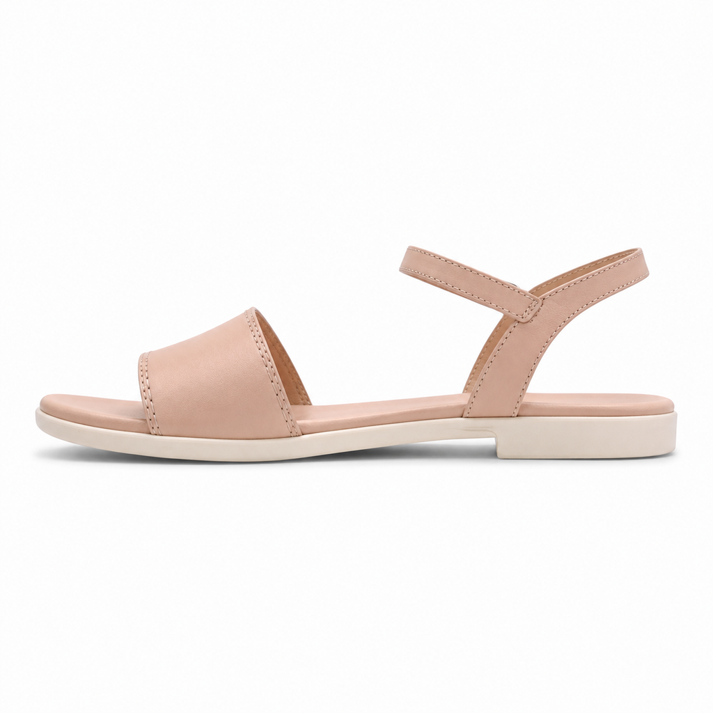 Women's Single-Buckle Vegan Leather Sandals — Nude Blush