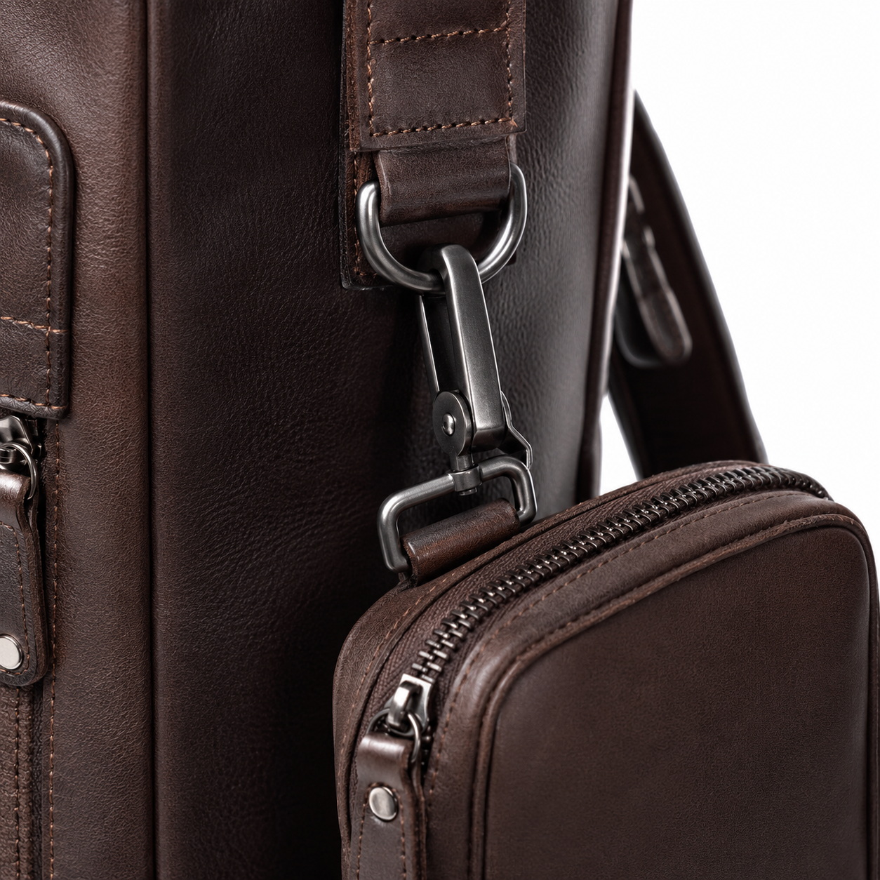 Top view of the boneroshop backpack with zip closure.