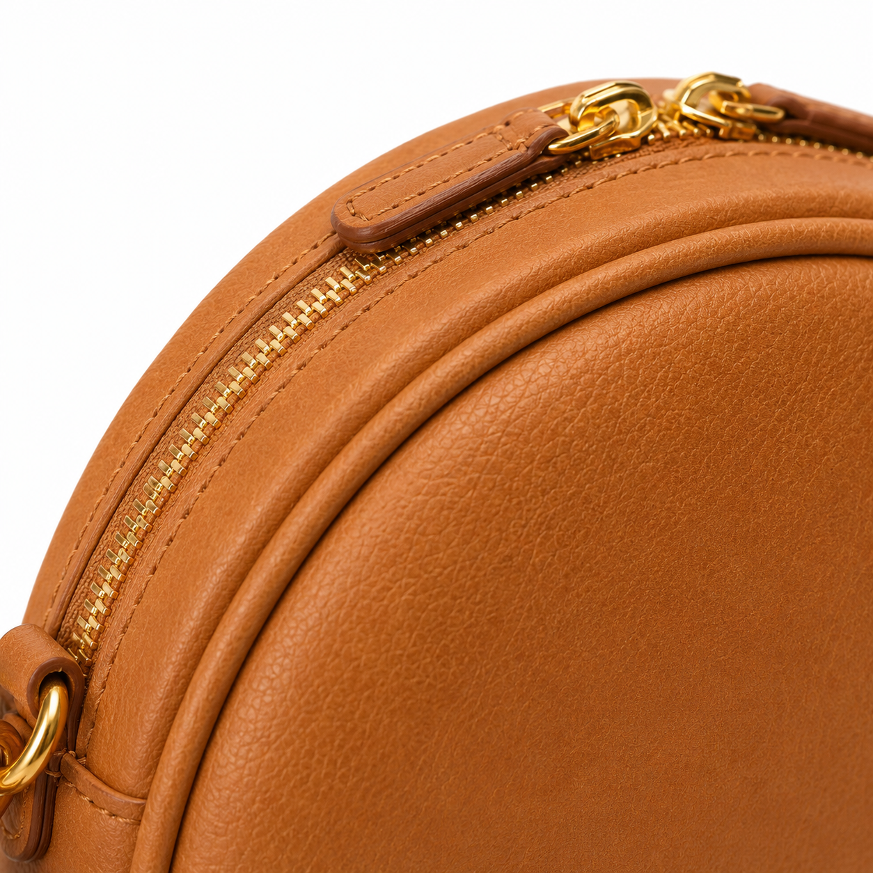 Tan crossbody bag with zip closure