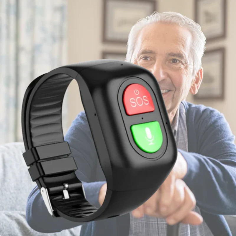 GPS smart watch for elderly displaying heart rate and blood pressure monitoring features