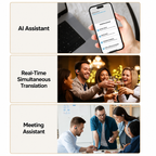 Smart translation earbuds in gold colour with premium finish