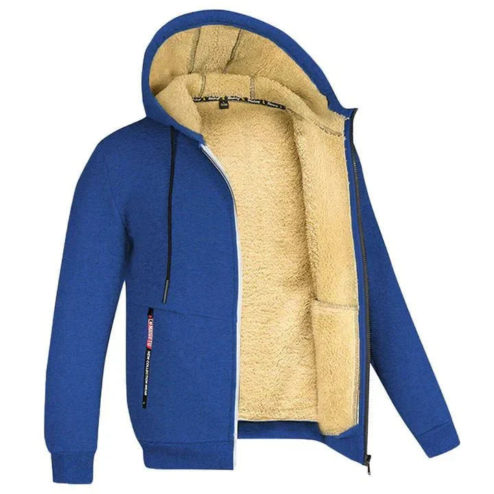 TOMMY fleece zip-up hooded sweatshirt showing hood detail.