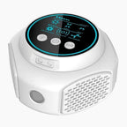 Ultrasonic spider repeller in use with blue indicator light showing active operation.