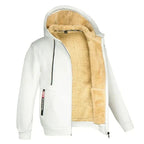 TOMMY fleece zip-up hooded sweatshirt showing zipped pocket detail.