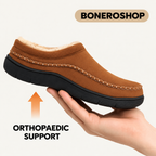 Men's orthopaedic slippers in grey colour with warm fleece lining visible