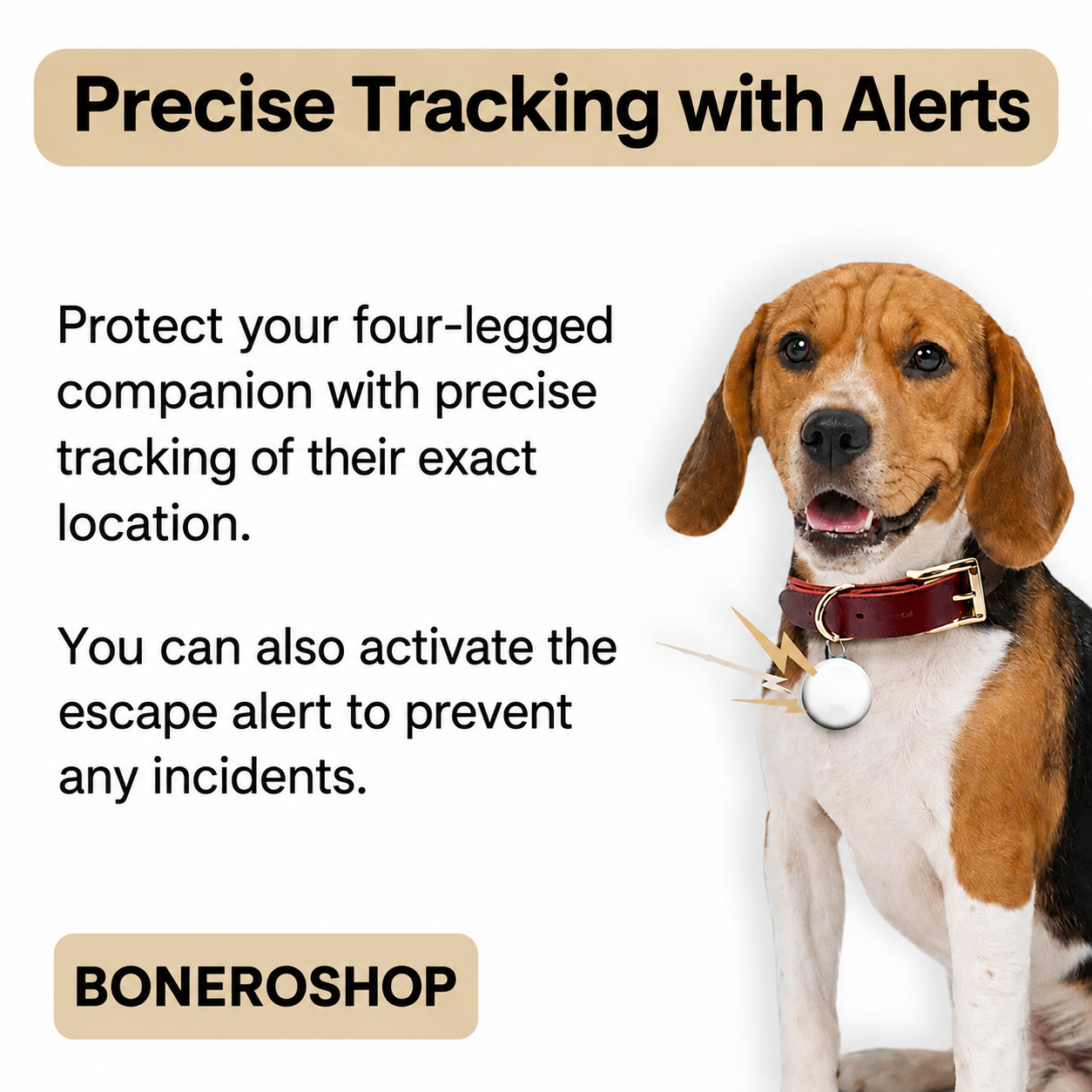GPS pet tracker for dogs and cats with official Apple and Android Find My integration.