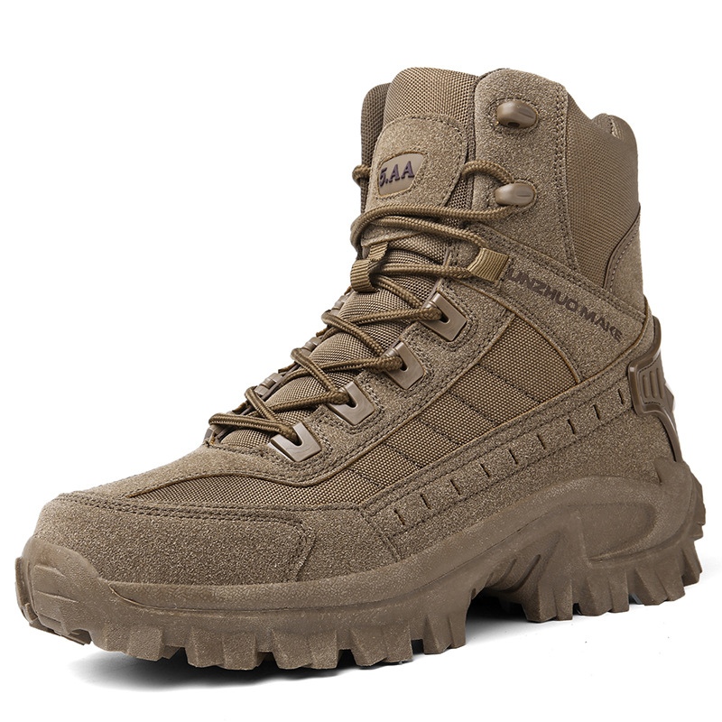 Military combat boots suitable for hiking, camping and mountaineering