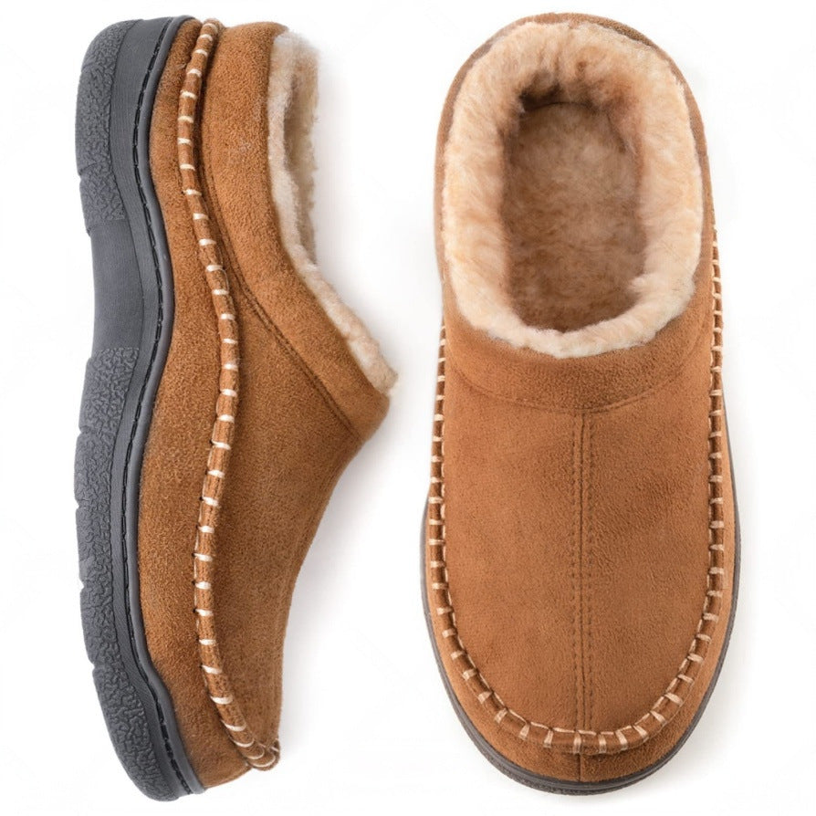 Men's orthopaedic slippers in light brown colour with classic styling
