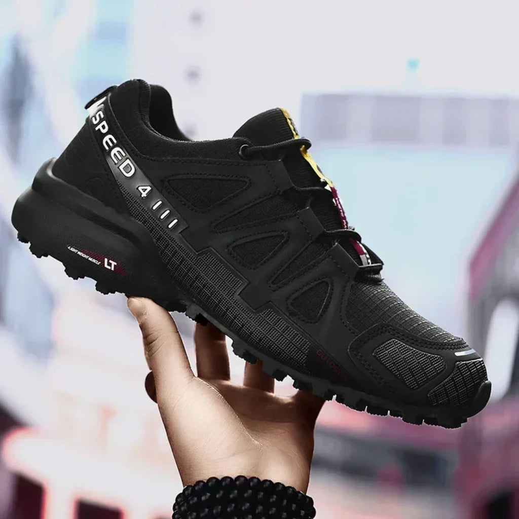 SpeedCross IV trainers in Grey colourway demonstrating ergonomic fit and support.