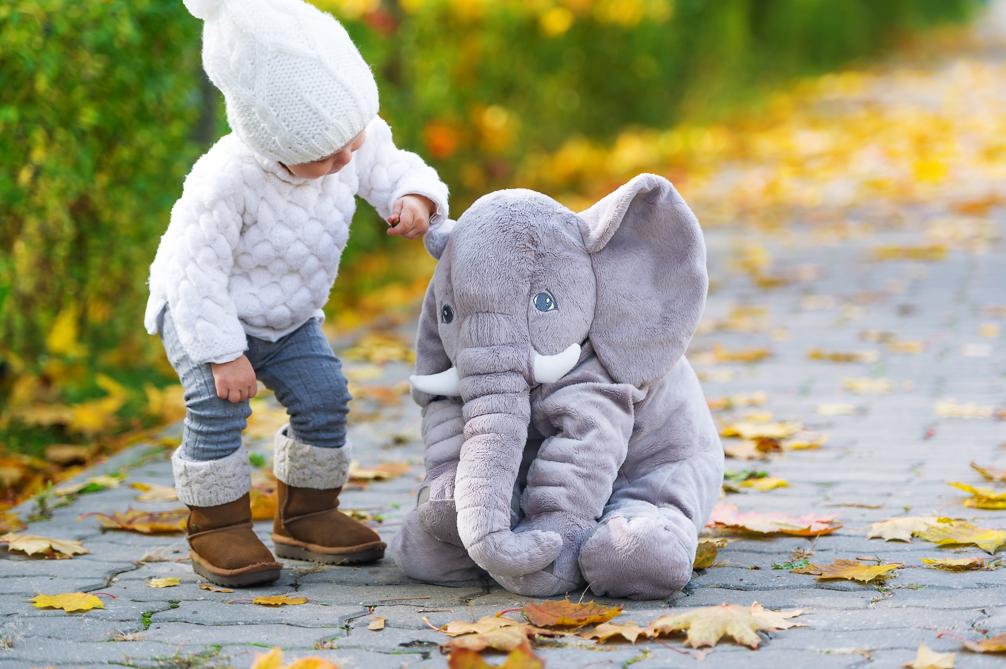 Personalised elephant cuddle pillow presented as baby shower gift