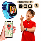 Parent sending loving heart emoji to child's GPS smart watch via app.