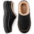 Detail of plush fleece lining inside men's orthopaedic house slippers