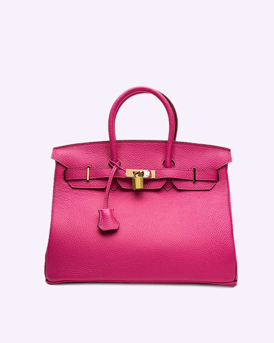 Full collection of luxury leather handbags in all seven available colours