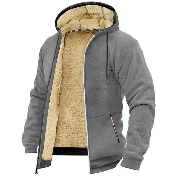 TOMMY fleece zip-up hooded sweatshirt showing soft fleece texture.