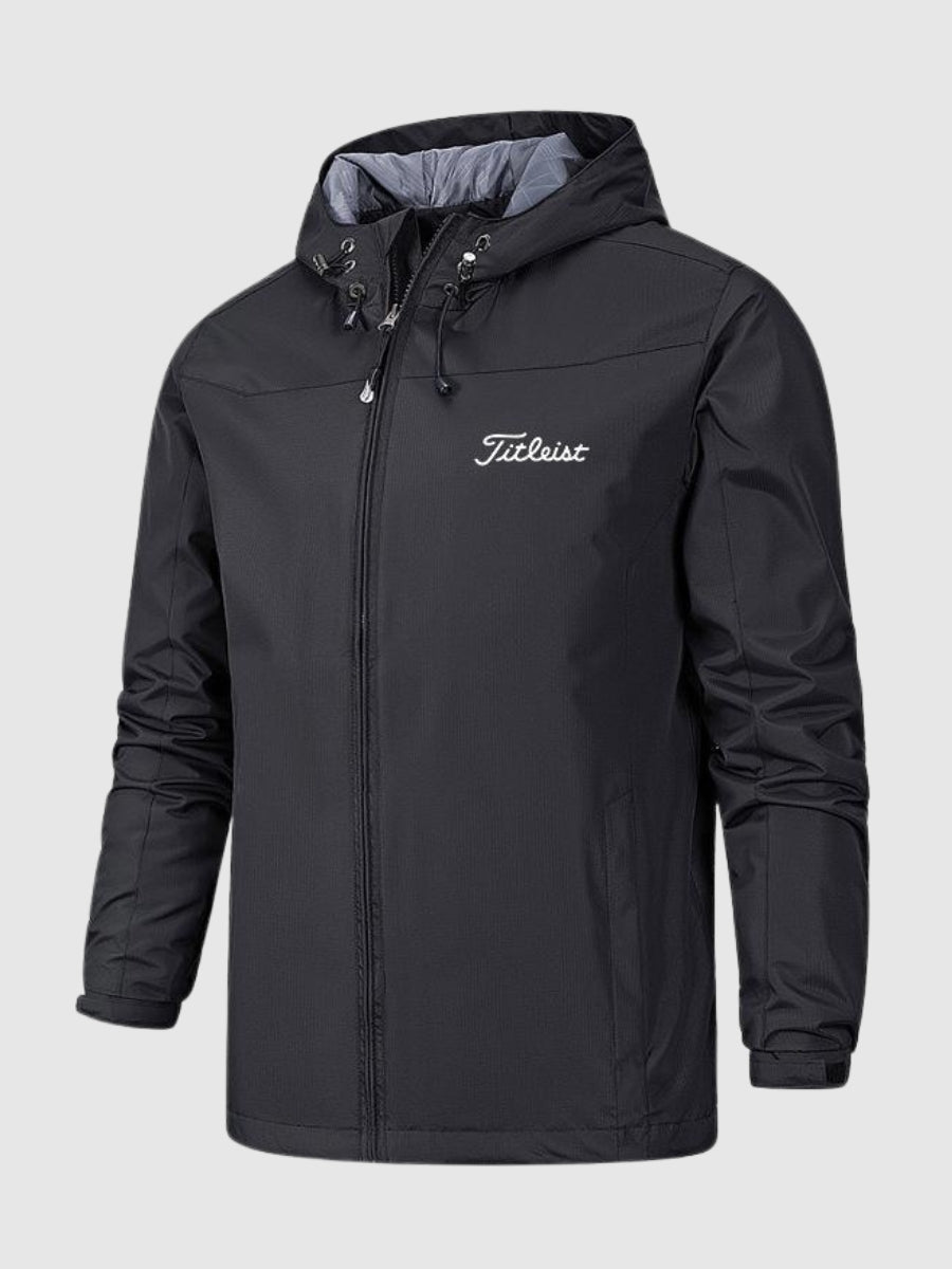 Titleist waterproof jacket in multiple colours showing windproof and waterproof features