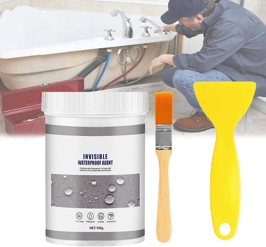 WaterPro waterproof sealant kit showing transparent silicone compound in cartridge form for home repairs