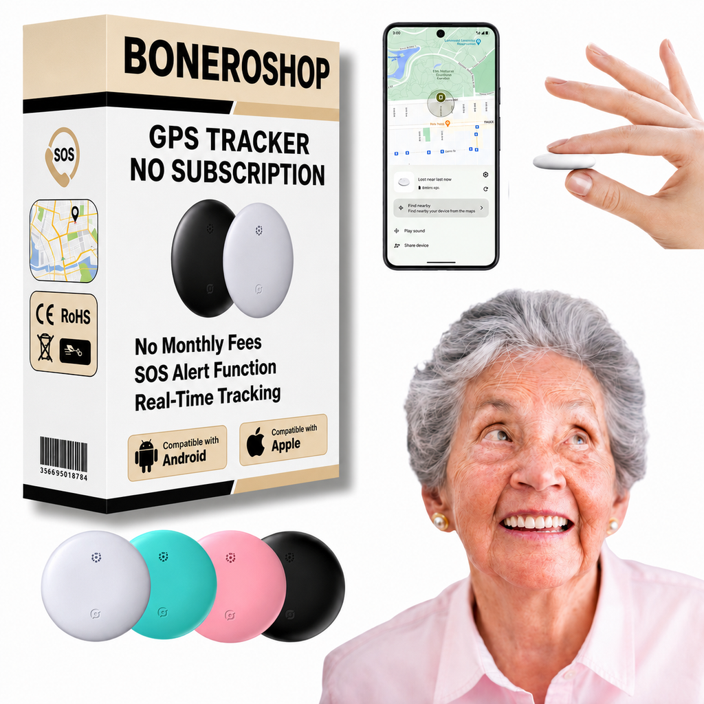 GPS tracker for elderly displaying live location tracking on mobile phone with family member's position shown on digital map