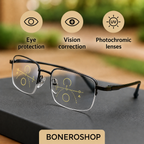 BONEROSHOP German Progressive Reading Glasses with photochromic lenses for seamless near-to-far vision.