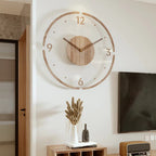 Scandinavian minimalist wooden wall clock displayed in modern interior setting