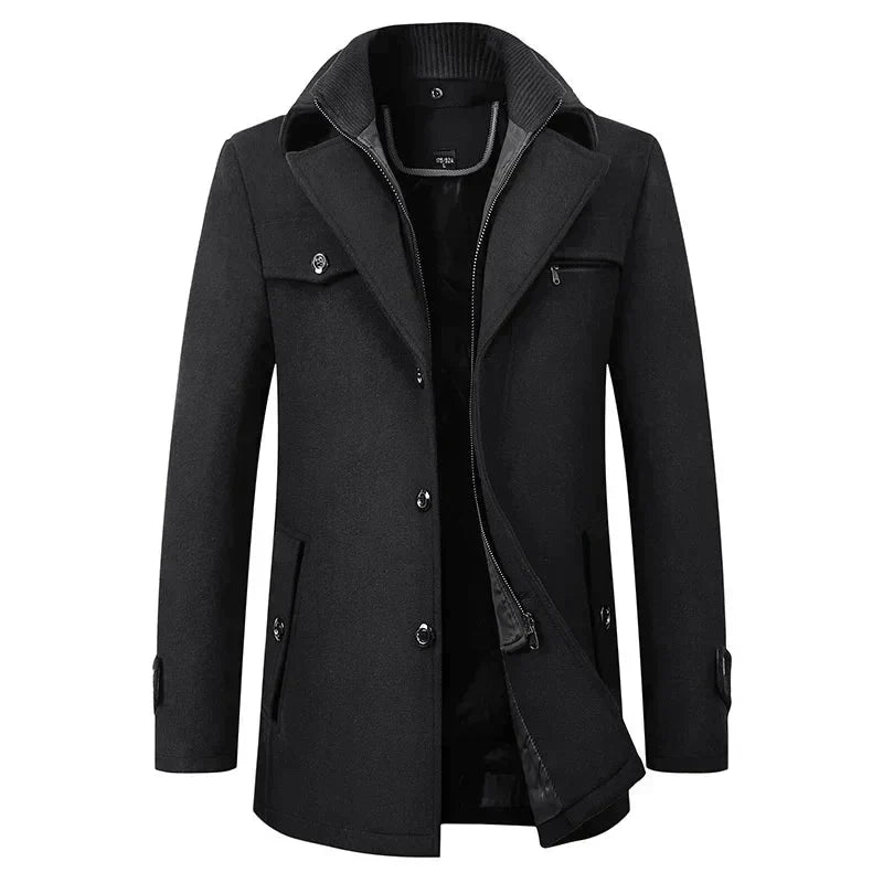 Andrew waterproof winter business coat displayed in full view showing tailored design and quality construction