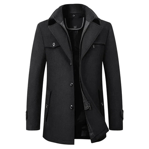 Andrew waterproof winter business coat displayed in full view showing tailored design and quality construction