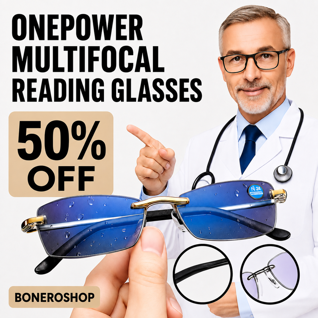 Intelligent auto-focus glasses supplied with complimentary leather case and 500ml lens cleaning solution