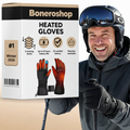 Boneroshop X Heated Gloves shown in black with battery compartment visible