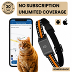GPS tracking collar for dogs and cats displaying live location on mobile phone with global coverage