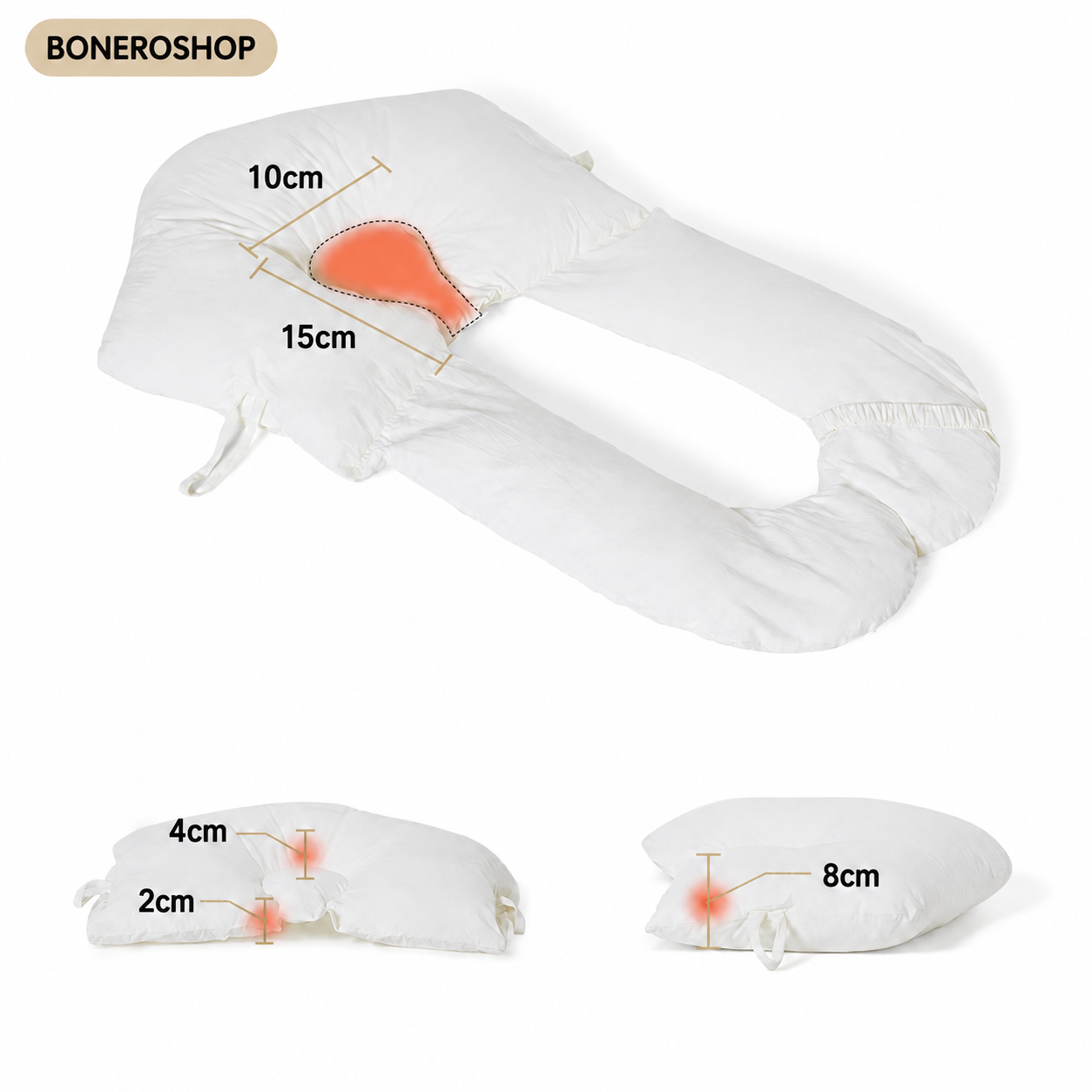 Ergonomic Baby Sleep Cushion by BONEROSHOP in soft pastel colour, showing the womb-like curved design.