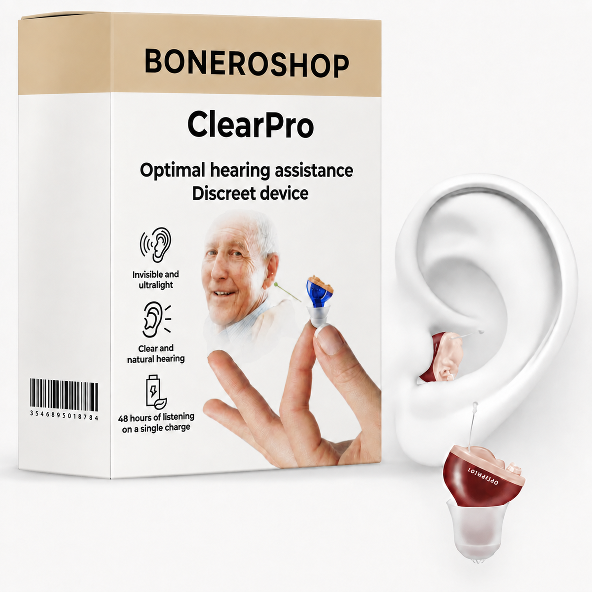 Rechargeable Invisible Hearing Aid – Discreet Water-Resistant Design | ClearPro