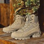 Waterproof puncture-resistant military boots for outdoor use shown from multiple angles