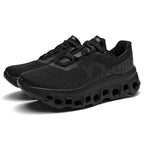 Detailed close-up of SKYLACE trainer showing breathable mesh upper and flexible synthetic overlays