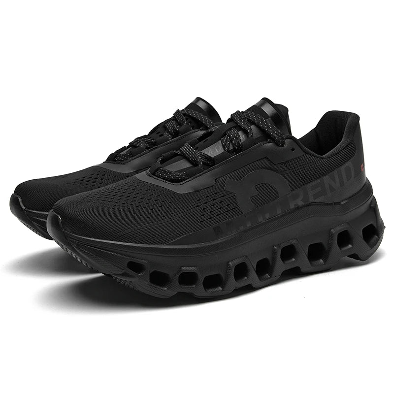 Detailed close-up of SKYLACE trainer showing breathable mesh upper and flexible synthetic overlays