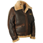 Close-up of men's bomber jacket fleece-lined collar detail