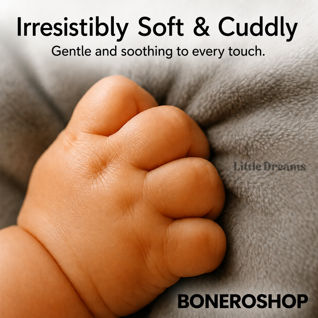 Infant resting peacefully with soft elephant plush pillow during tummy time activity