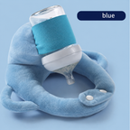 Close-up view of baby bottle cushion showing integrated straps and ergonomic contour