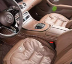Close-up of the Velario car cushion showing breathable fabric and ergonomic contoured design.
