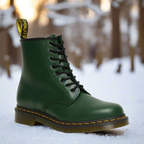 Martens leather boots showing durable construction and anti-slip sole detail