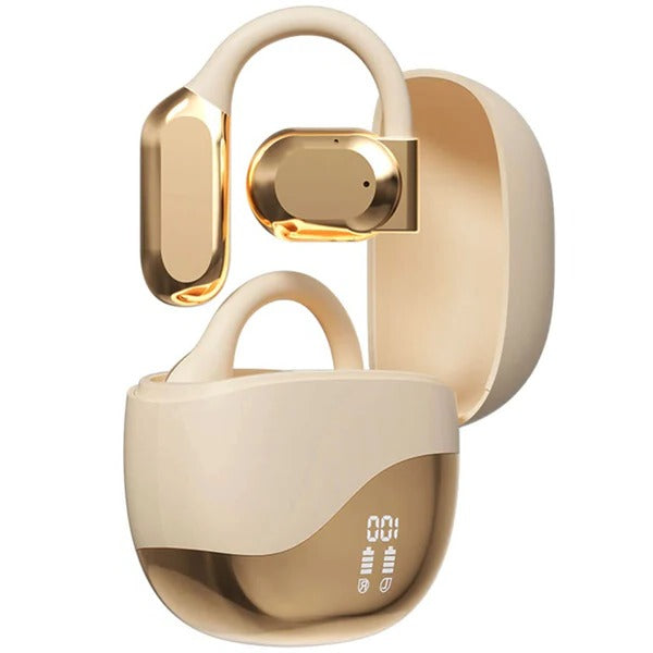 Smart translation earbuds showing dual microphone AI noise cancellation technology