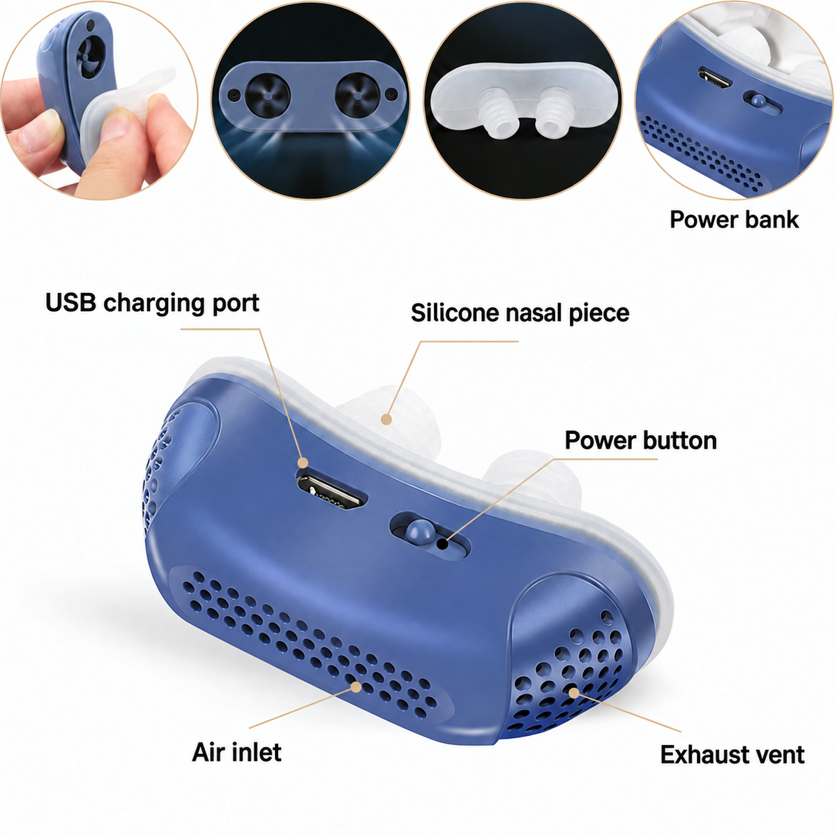 Portable Micro CPAP Anti-Snoring Sleep Apnoea Device