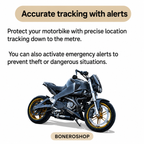 Compact motorbike GPS tracker showing Apple Find My and Google Find My Device compatibility