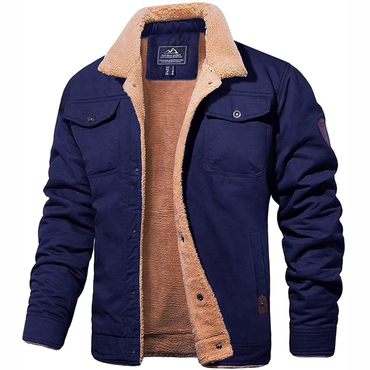 Close-up detail of Rover Bomber Jacket showing thermal fleece lining and windproof outer shell
