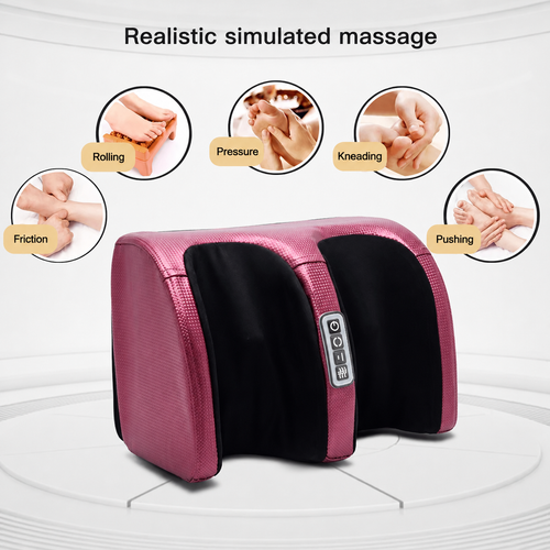 Close-up of 3D Shiatsu foot massager rotating massage spheres and control panel