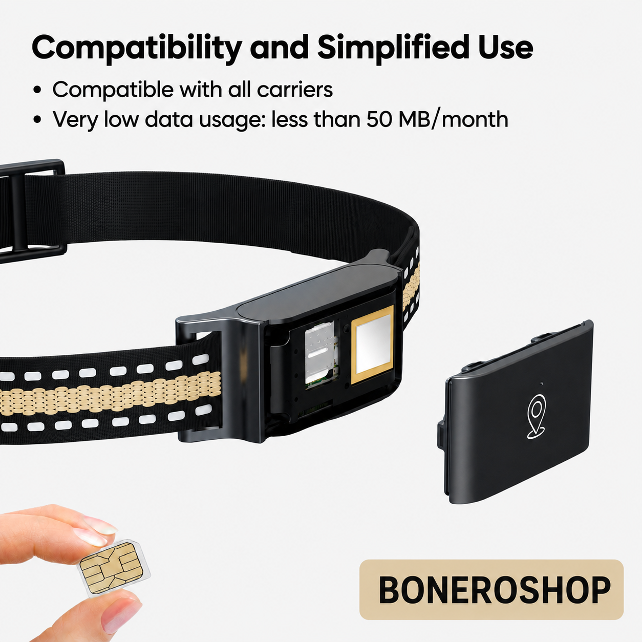 Adjustable GPS collar for pets suitable for cats and dogs with lightweight secure fastening