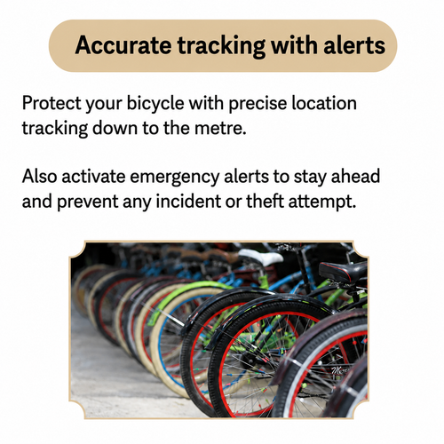 Bicycle GPS tracker displaying live location tracking on mobile phone using Apple and Google Find My platforms