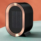 HeatFlow electric heater safety features showing anti-tip sensor and overheat protection with CE certification