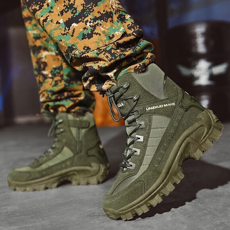 Military combat boots anti-slip TPR sole with shock absorption technology
