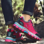 Close-up of Vibram sole on women's hiking shoes showing superior grip pattern